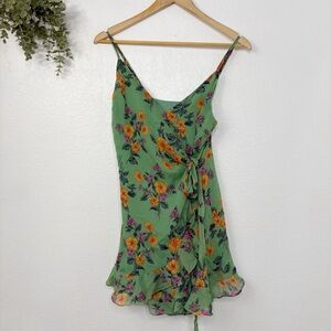 LILYFUL • Green floral wrap romper dress
